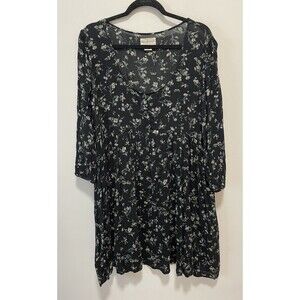 Denim & Supply Ralph Lauren Women’s Babydoll Dress Tunic Size XL Black Floral